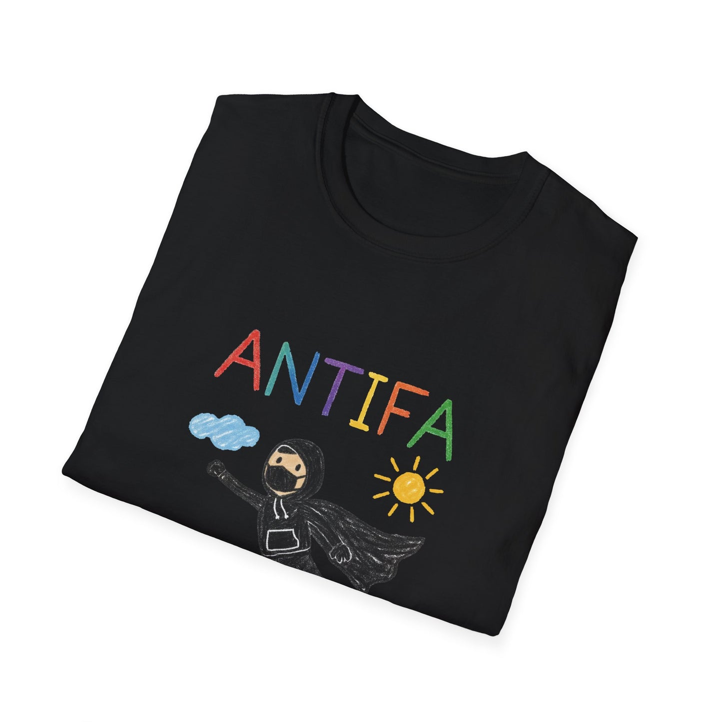 Unisex Softstyle T-Shirt with ANTIFA Drawing Design, Activist Apparel, Casual Wear, Graphic Tee, Protest Clothing, Hipster Fashion