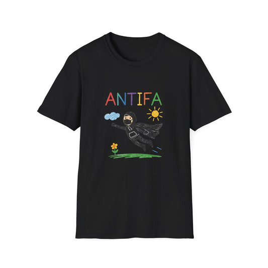 Unisex Softstyle T-Shirt with ANTIFA Drawing Design, Activist Apparel, Casual Wear, Graphic Tee, Protest Clothing, Hipster Fashion