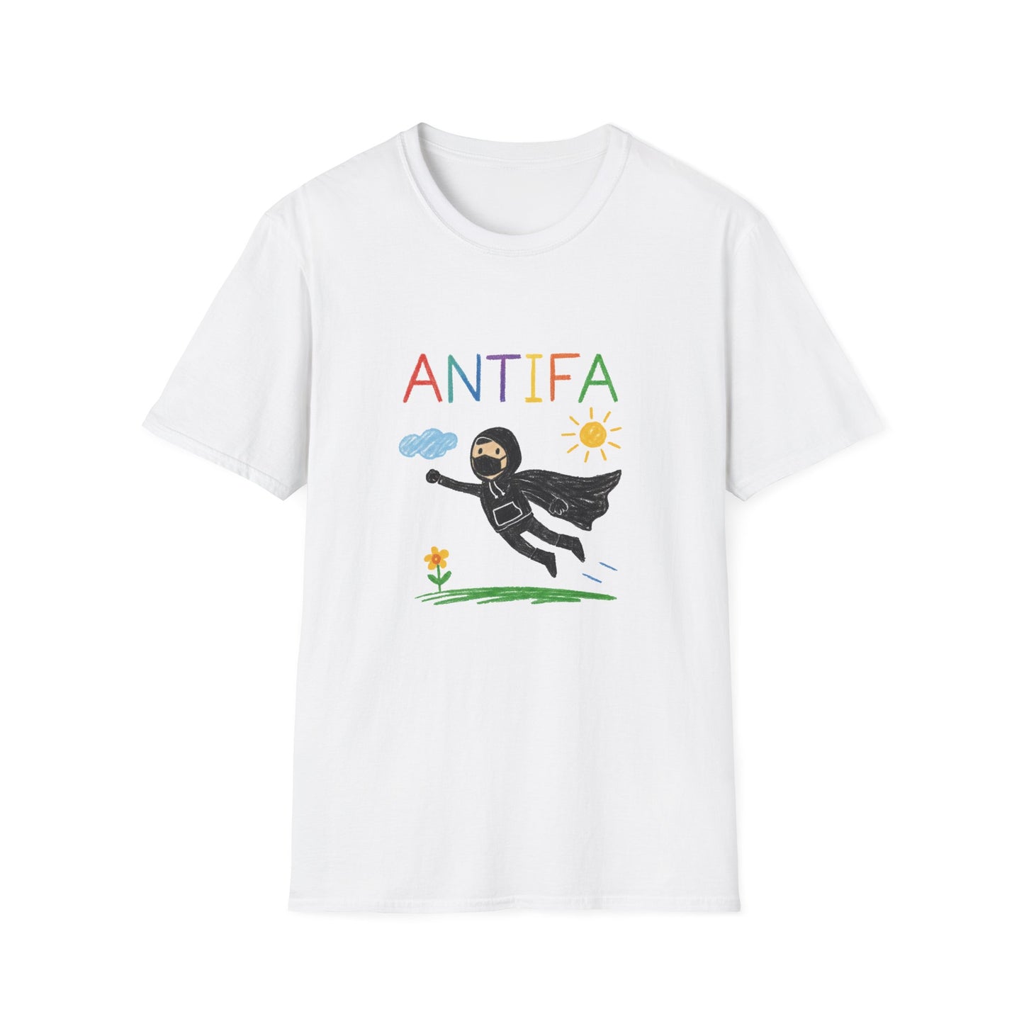 Unisex Softstyle T-Shirt with ANTIFA Drawing Design, Activist Apparel, Casual Wear, Graphic Tee, Protest Clothing, Hipster Fashion