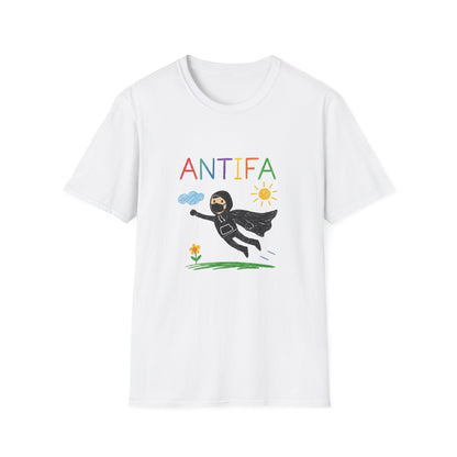 Unisex Softstyle T-Shirt with ANTIFA Drawing Design, Activist Apparel, Casual Wear, Graphic Tee, Protest Clothing, Hipster Fashion