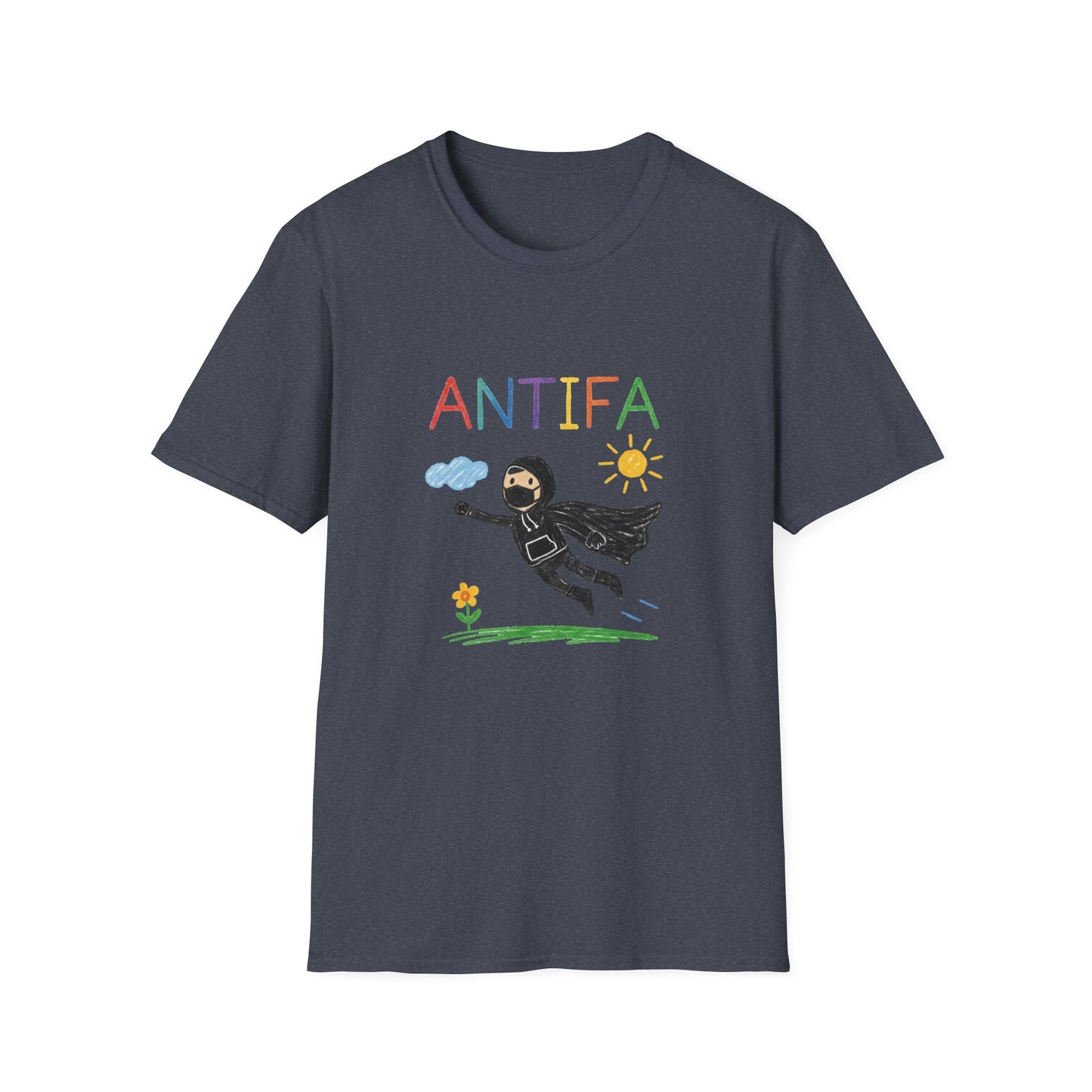 Unisex Softstyle T-Shirt with ANTIFA Drawing Design, Activist Apparel, Casual Wear, Graphic Tee, Protest Clothing, Hipster Fashion
