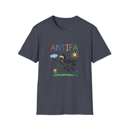 Unisex Softstyle T-Shirt with ANTIFA Drawing Design, Activist Apparel, Casual Wear, Graphic Tee, Protest Clothing, Hipster Fashion